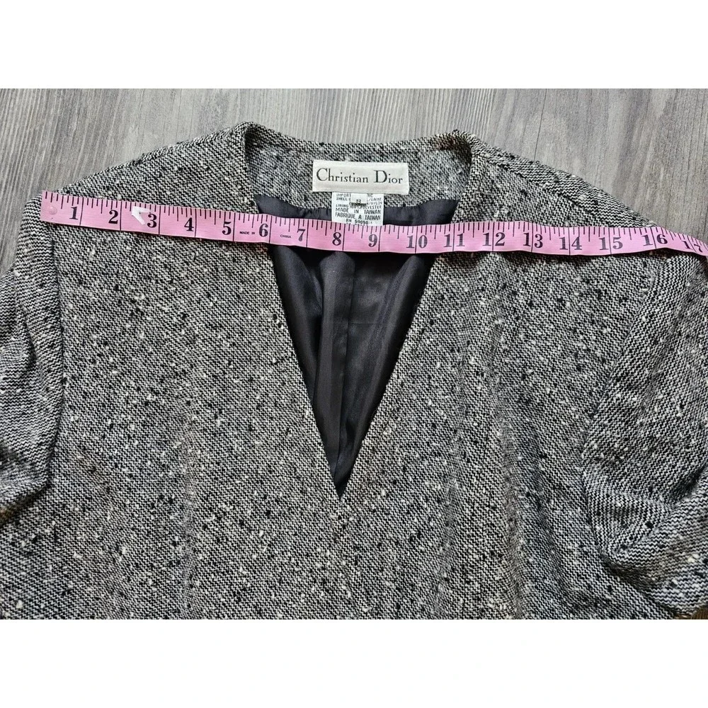 Vintage Christian DIOR Skirt Blazer Suit Set Size 8 Speckled Tweed Wool Blend
